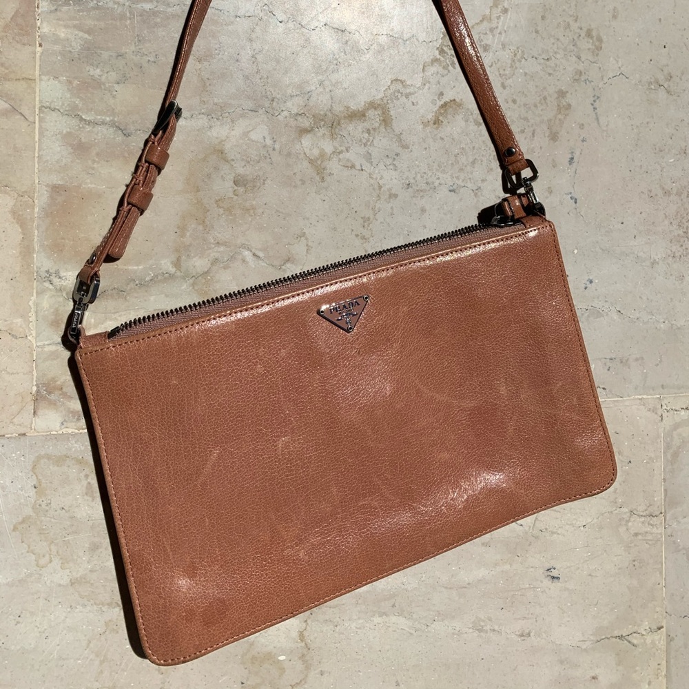 Prada soft cameo leather handbag